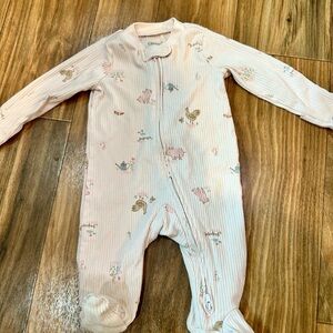 Carters Girls Farm Animals Double Zip 3 month Sleeper | EUC Soft Pink